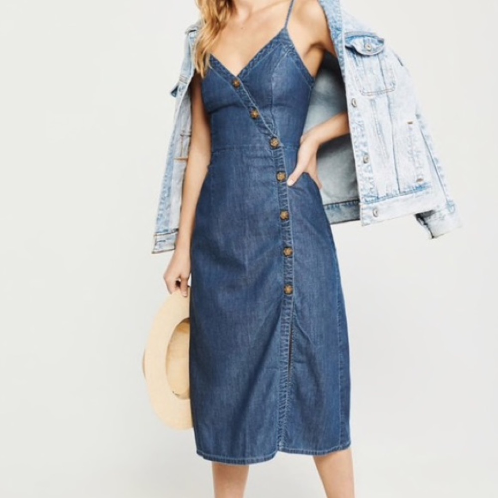 Denim button midi dress
